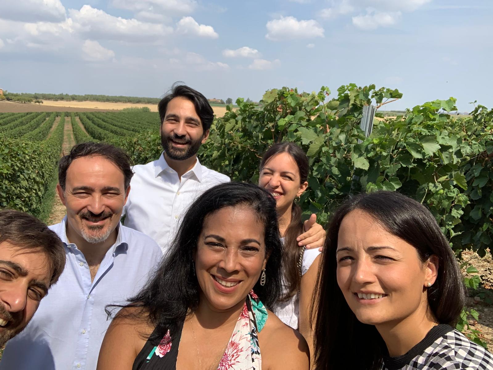 Judith during a vineyard visit with wine industry colleagues